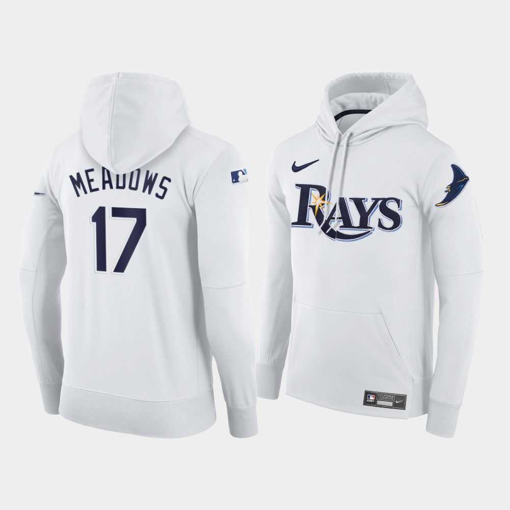 Men Tampa Bay Rays 17 Meadows white home hoodie 2021 MLB Nike Jerseys